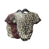 2025 Early Autumn New Leopard Prints Roll-Neck Short-Sleeved T-Shirts For Women Looking For Dyed Thin Bottom Shirts