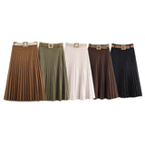 Autumn 2025 New Female Fashion Elegant Belt 100-Folded Skirt 30462666