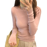 2026 Early Spring Thread Slimming Thin Tsets Bottom Knitted Women's Autumn Round Collar With Long-Sleeved Top