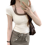 Real Shooting Chart Walled Neck Tie With Two-Piece Body-Sleeved Women's Summer 2025 New Design-Sensitive Niche Short Top