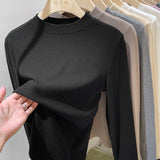 2026 Early Spring Half-Necked Bottom Shirt Women Autumn And Winter Threaded Elastic Soft-Haired Skin Grinding Inside The Coat