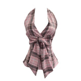 2025 New Bow Design V-Neck Sexy Hanging Neck Sling Vest Sleeveless Top 9237