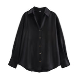 2025 Spring And Summer New Women's Fashion Single Row Buckle Silk Lithry Shirt 2074580