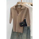 2026 Temperament Commuter New Polo Collar Wool Knitted Shirt Women Spring Design Sense Of Small Slimming