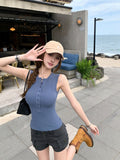 Vintage Henry Collared Word Vest Women Wearing Unique Beautiful Big Looking Waist Babes Sleeveless Top