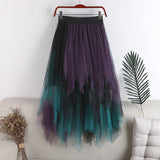2025 New High-Rise Thin Multi-Layer Irregular Mesh Splicing Cake Skirt In The Long Half Skirt Women's Skirt