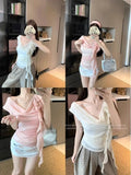 French Pure Wind Style Band Slanted Shoulder Sleeveless T-Shirt Design For Women's Summer Design Slim Sweet Hottie Top