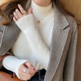 Plus Velvet Sweater Women Winter Thick One Velvet Half-High Collar Bottom Shirt 2026 Autumn And Winter New Feel Top