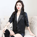 Haining Pu Leather Short Leather Women 2025 Autumn And Winter Plus Velvet Jacket Full Of Ocean Gas Thin Thick Coat
