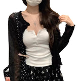 Korean Hollow Thin Sunscreen Knitted Women's Summer 2026 New Chic Loose Short-Sleeved Open-Shirt Top
