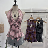 2025 New Bow Design V-Neck Sexy Hanging Neck Sling Vest Sleeveless Top 9237