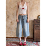2025 Spice Girls New Summer French V-Neck Hanging Neck Cherry Dress Skirt Open-Back Slings