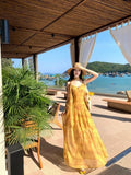 Sanya Temperament Yellow Fainted And Defection Flower Dress Yunnan Dopamine Out Of A Dress Seaside Resort Beach Dress