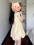 Small Yellow Sleeveless Vest Dress Women's Summer 2025 New Seaside Vacation Pony Floral Skirt