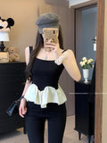 French Temperament Gentle Style Design Stitching Sling Vest Women 2026 Summer New Slimming Top