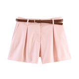2026 Spring New Women's Fashion Casual Loose High-Waist Belt Shorts 4387472