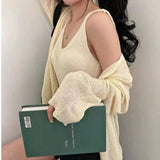 2026 Korean Version Of Spring And Summer New Women's Cool Sack Vest Open Shirt Loose Sun Protection Shirt Knit Two Sets Of Tops