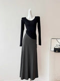 2025 Summer Summer Modal Dress Women Feel Loose Soft Casual Simple Gray Hip Long Skirt