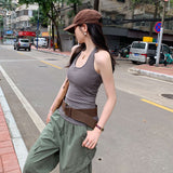 Concert Wearing Thai Sweet Hanging Neck U-Neck Sleeveless Sling Vest Woman 2025 Summer New Hottie Top