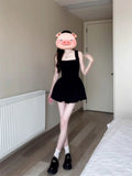Black Sleeveless Sling Dress Women's Summer French Sweet Temperament To Show Thin Pony Thorny Skirt