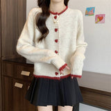 Grey Short Sweater Woman 2025 Spring And Autumn Knitted Open Shirt Jacket Small Man Miu Line Inside The Bottom Top