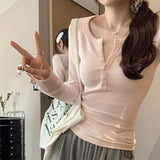 2025 Korean Unique And Beautiful Small Long-Sleeved T-Shirt Girl Early Spring New Hot Girl Put On The Bottom Shirt Top