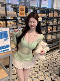 Design Sensing Sunscreen Shirt Women's 2026 New Summer Long-Sleeved T-Shirt Lean Thin Mint Green Top