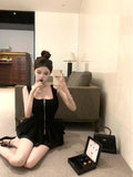 Double Zipper White Square Collar Knitted Sling Vest For The Summer To Close The Waist Without Sleeves To Wear A Short Blouse
