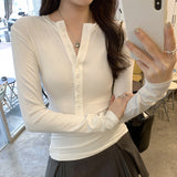 2026 Early Spring Shopping Mall Henry Collar Long-Sleeved Bottom Shirt Women Spring And Autumn Winter New Hot Girl T-Shirt Inside