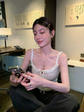 Wooden Ear Sling Vest Lady Pure Want Embroidery 2026 New Summer Can Wear A Niche Slimming Top