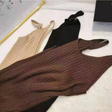 2026 New Sling Dress Spring And Autumn Temperament Thin Knitted Vest Skirt In The Long Black Inside Skirt