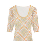 Hottie Thromy U-Neck Long-Sleeved T-Shirt Girl In The Spring Do Not Go To The Waist-Repair Bottom Shirt With A Short Blouse