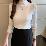Half-High Collar Bottomed Shirt Women With Thin 2026 Spring And Autumn New Long-Sleeved Knitted Shirt Top