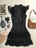 Lace Lace Spliced Bow Sleeveless Dress Women's Summer 2026 New Waist Thin Cake Short Skirt