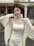 Ice Silk Textured Bat Sleeve Sunscreen Cardigan Jacket Women 2026 Spring And Autumn Thin Shawl With Air Conditioning Hood