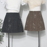 2025 Winter Dress Nails Flashing Shiny Half-Dress High Waist Thin A Word Anti-Walking Bag Hip Skirt 8585