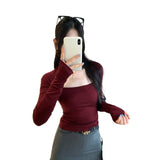 2026 Early Spring Lyselle Tiansi Square Collar With A Bottom Shirt Women's Autumn And Winter Beautiful Long Sleeve Top