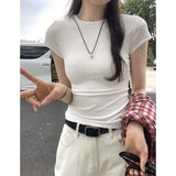 Direct Design Feel Super Good-Looking Shoulder Short-Sleeved T-Shirts For The Summer New Slimming Sweet Hot Top