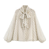 2025 Winter New Women's Fashion Casual Loose Long Sleeve Wave Print Shirt 2075103
