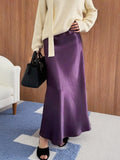 2025 New Thick Acetic Acid Fascination Silk Gloss Fishtail Half Skirt Women's A-Word Bag Hips Thin-Skinny Skirt