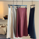 2025 New Thick Acetic Acid Fascination Silk Gloss Fishtail Half Skirt Women's A-Word Bag Hips Thin-Skinny Skirt
