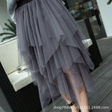 2025 New High-Rise Thin Multi-Layer Irregular Mesh Splicing Cake Skirt In The Long Half Skirt Women's Skirt