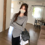 2026 New Year's Red Design Sense Niche Folds Irregularly Led Long-Sleeved T-Shirts For Women's New Bottoming Shirts
