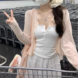 Korean Hollow Thin Sunscreen Knitted Women's Summer 2026 New Chic Loose Short-Sleeved Open-Shirt Top