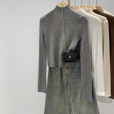 Mahua Half-Neck Knitted Bottom Shirt Women's Autumn And Winter Commute New Slimming Inside A Short Top