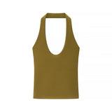 2025 Summer New Women's Fashion Sexy Hot Girl Hanging Neck Short T-Shirt 4424308