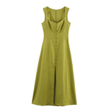 2025 Spring And Summer New Women's Fashion Elegant Square Neckless Dress 6962030