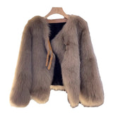 2025 Autumn And Winter New Fur Coat Korean Version Of Leisure Artificial Fur Coat Round Collar Long-Sleeved Loose Coat