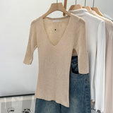 2026 Early Spring Temperament Style Of Thousands Of Temperaments In The Middle Sleeve Wool Knitted Shirt Women Hit Beautiful