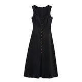 2025 Spring And Summer New Women's Fashion Elegant Square Neckless Dress 6962030